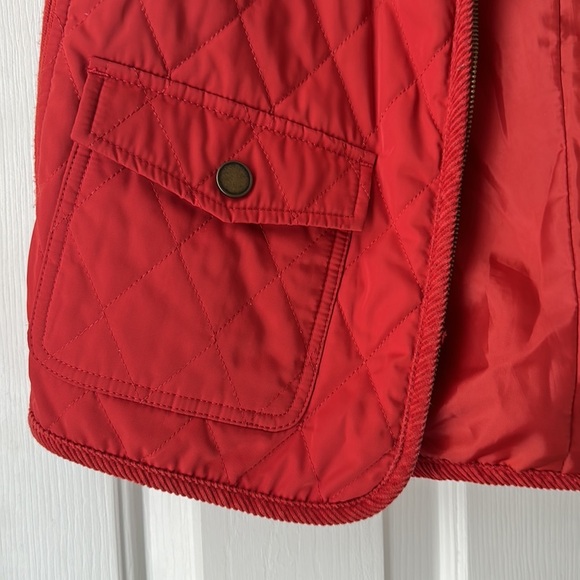 Talbots rust color diamond quilt vest corduroy trim pockets medium petite - Picture 2 of 4